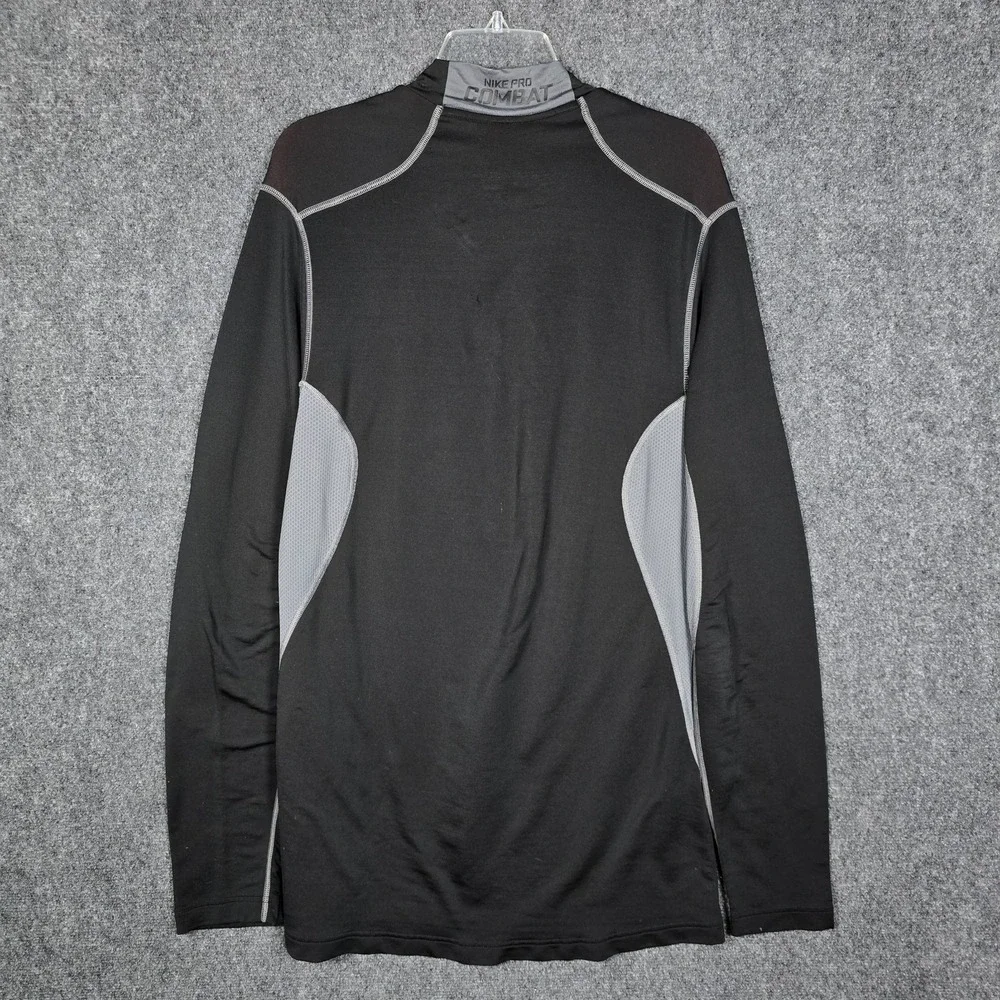 Nike Pro Combat Shirt Mens Large Fitted Black Long Sleeve Mock Neck Performance‎